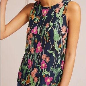 Anthropologie Cartagena floral tank top by Meadow Rue, navy size M